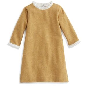 Bella Bliss Ruffle Sleeve Dress, Mustard Herringbone, Size Large 10/12